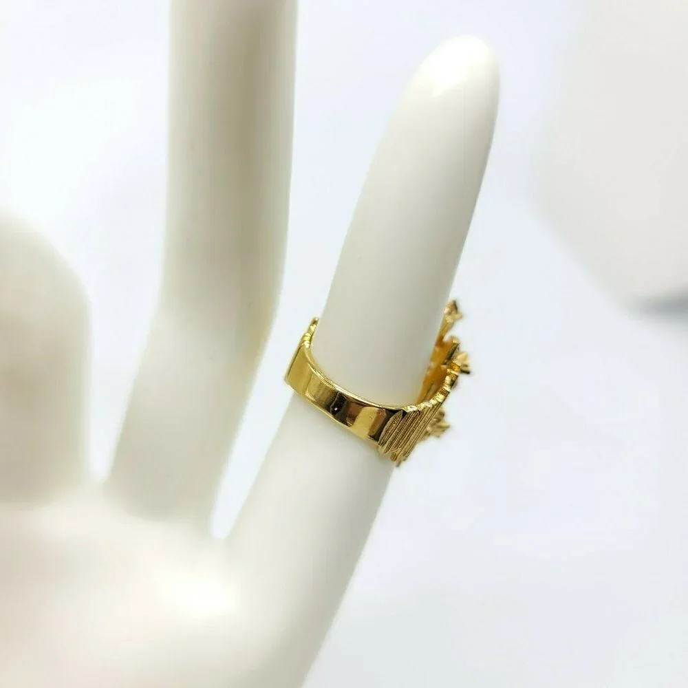 Multi-Color Glass Rhinestone 18KT HGE Gold Electroplate NOS Vintage Ring Size 6